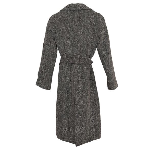 Guess Black and White Textured Trench Coat - Size 0 - Picture 2 of 13